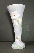 Antique / Vintage Weller Silvertone Calla Lily Trumpet Vase 11 3/4"h 1920s–1930s
