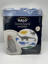 New Halo Sleep Sack Grey Swaddle - Newborn 0-3 Months Dinosaurs Print Fleece