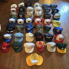 Vintage Lot Of 45 Hats Trucker Sports Farming K Product 3 Stripe Sanforized