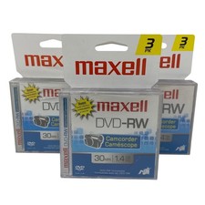  LOT OF 3 3 Pack Maxell DVD-RW Camcorder 30 Min 1.4GB Double Sided 9 TOTAL