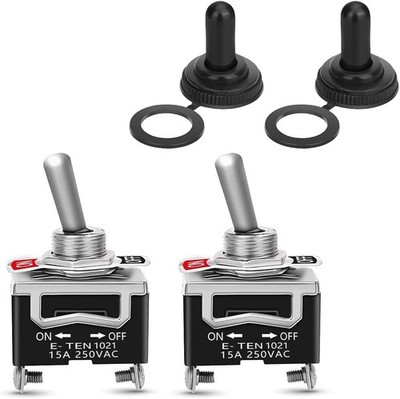 2PCS Toggle Switch 12V SPST ON/Off Waterproof Toggle Switch,15A 2 Color: 2 Pin