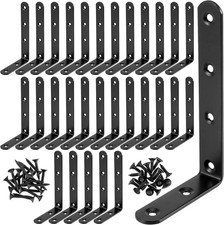 30 Pack 5 x 3 Inch Corner Brace Bracket, Black Shelf Bracket for Wood