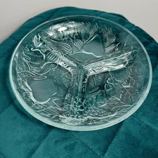 Vintage Clear Glass Appetizer Serving Dish Snack Fruit Hors d'oeuvre 3 Section