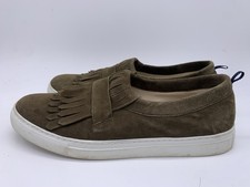 Boden Suede Shoes Size 7 Flat Loafers Khaki Green Slip On Comfort Leather Tassel