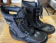 BOGS Sidney Wool Waterproof Neo Tech Women’s Black Rubber Winter Boots 6 Nice!