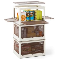 3-Pack Stackable Storage Bins w/Lids 34.5 Gal Collapsible Plastic Container Box
