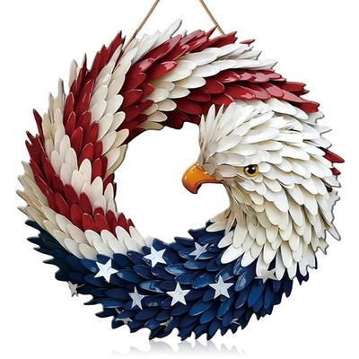Metal Eagle Wreath Front Door 4th of July Patriotic Independence Day Decor