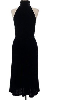 Ralph Lauren Collection Size 8 Blue Black Velvet  Open Sides Sonia Dress Read De