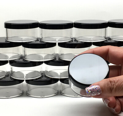 Cosmetic Makeup Containers Empty Clear Plastic Jars Black Lid 30 Gram Ml (5)3063