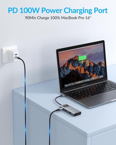 10 in 1 USB Typ C Hub 4K/60Hz HDMI SD/TF USB 100W Ladegerät Adapter für MacBook - Bild 5 von 26
