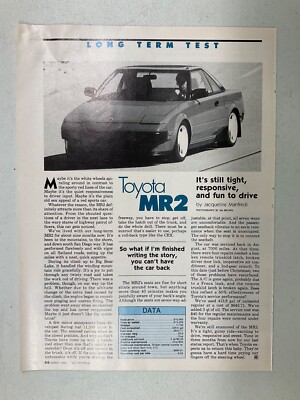 ToyotaArt 18 Article Long Term Test Toyota MR2 Mar 1986 1 page