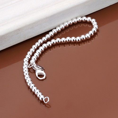 Women 925 Sterling Silver Bracelet Hollow Beads Balls 7 Inches 6MM Lobster L49 - Picture 7 of 9