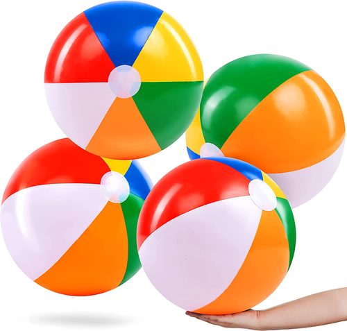 4-Pack 20" Beach Balls - Large Rainbow Beach Ball Inflatable Pool Toys for Party - Picture 8 of 12