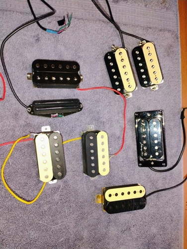 Lot of 8 Used Electric Guitar Pickups - Zebra Humbuckers, Single Rails