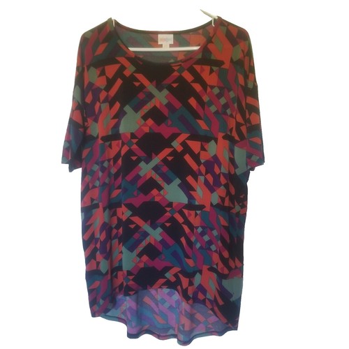 Robe LuLaRoe Carly Taille 2XS – Rouge Brique & Accents Multicolores – Neuve Avec étiquettes