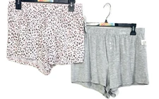 NWT Jenni S 2-Pack  Super Soft Pajama Shorts Leopard & Gray 100141153 $40 SIZE S