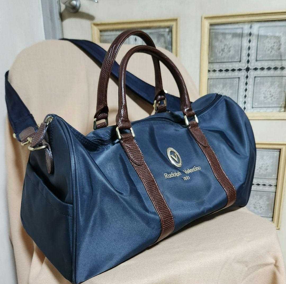 Rudolph Valentino Boston bag blue nylon leather large Rudolph Valentino Boston bag blue nylon leather large