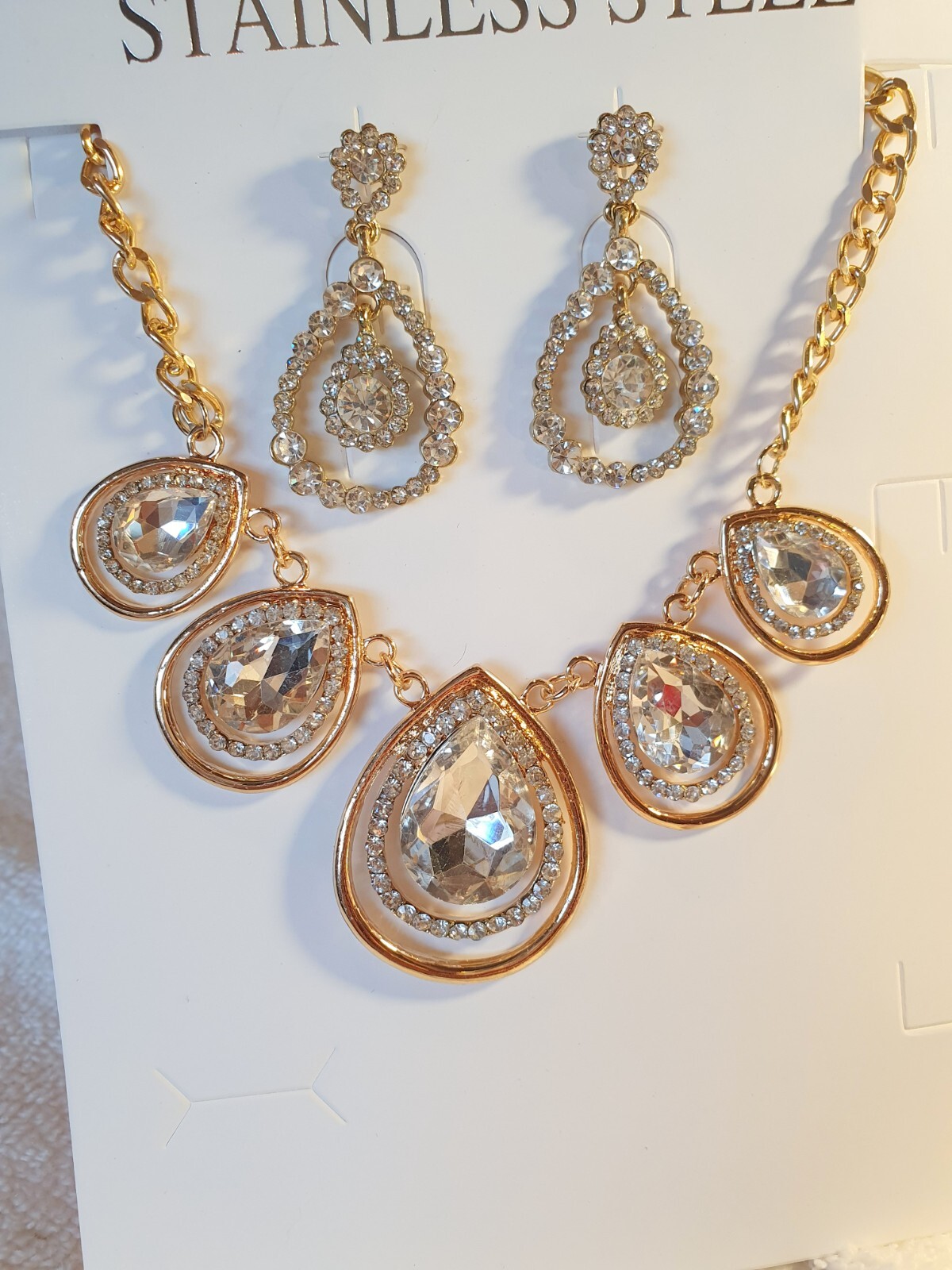 Clear color Diamante crystal Necklace&earrings set wedding prom new set lot 5