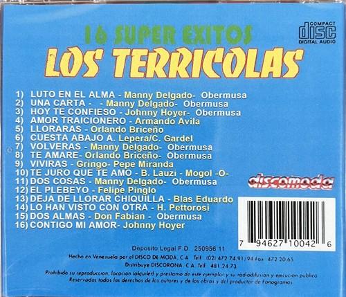 Los Terrícolas- 16 Super Éxitos Album De Oro. CD-R - Picture 2 of 2
