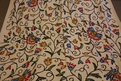 Crewel Hand Embroidery Wool Fabric Curtain Upholstery Drapery