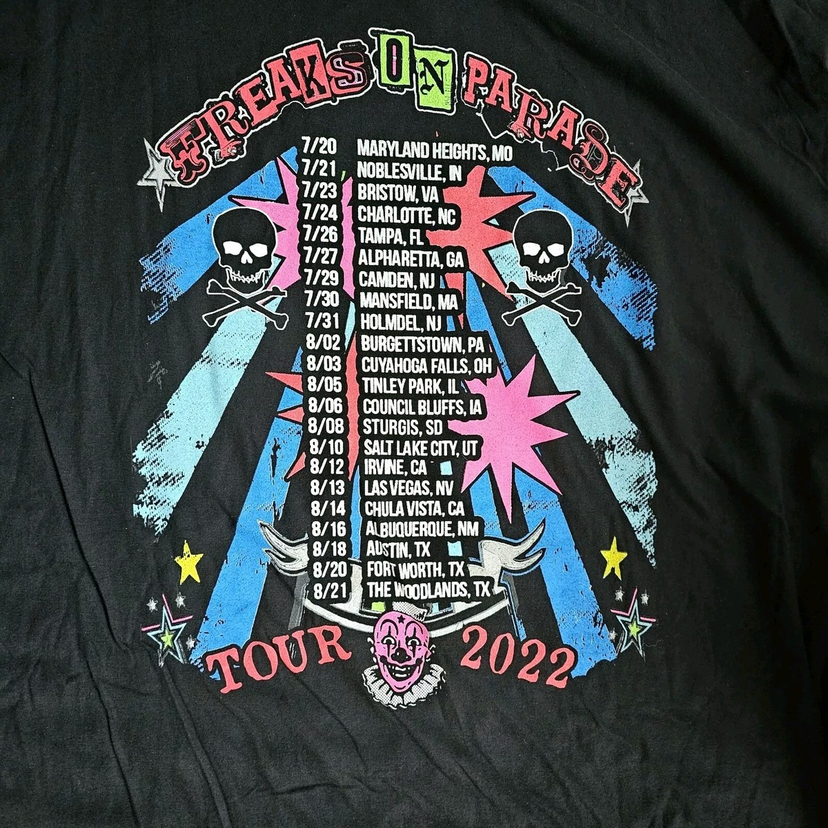 Rob Zombie 2022 Freaks on Parade Concert Tour Double Sided T Shirt