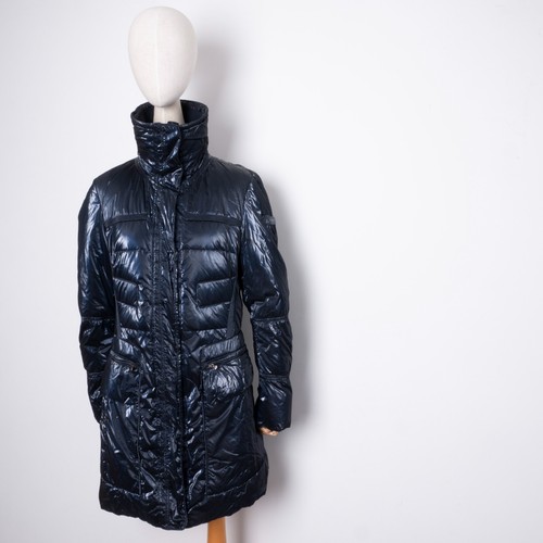 Abrigo para mujer PEUTEREY azul marino cremallera completa cuello alto acolchado plumón de ganso talla M-L - Imagen 2 de 12