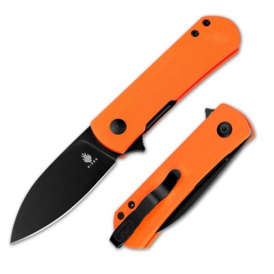 KIV3525A2 Kizer Yorkie Orange G10 Handle NitroV Black Blade Liner Lock Clip