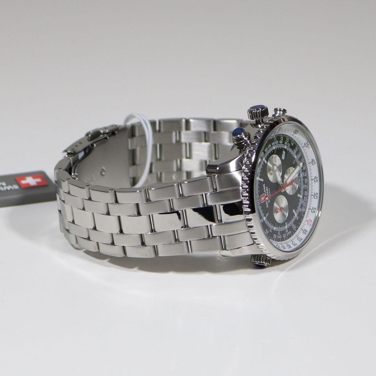 Swiss Alpine Military Stainless Steel Black Dial Chronograph Swiss Alpine Military Stainless Steel Black Dial Chronograph