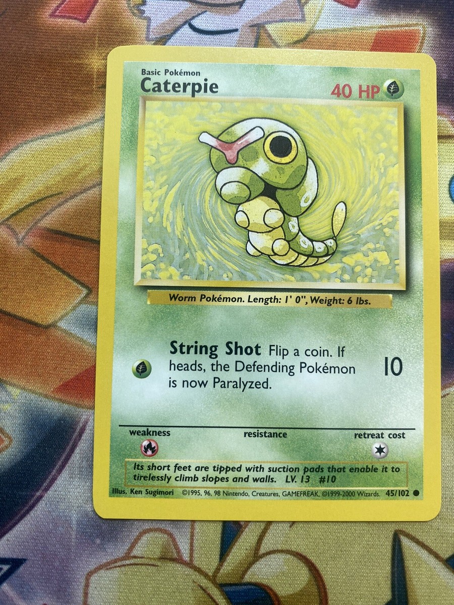 英語版初期　Caterpie 1st Edition shadowless Base Set 1st Edition Shadowless Caterpie Pokemon Trading