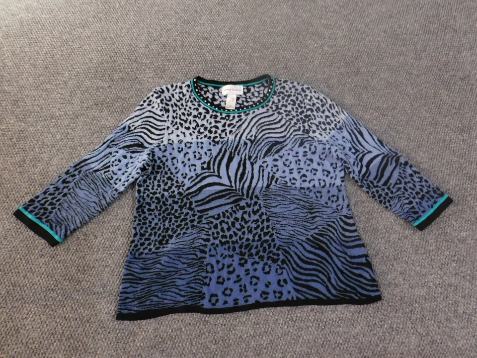 Suéter Alfred Dunner Grande Azul Geométrico Mujer Jersey Foto 2 de 4