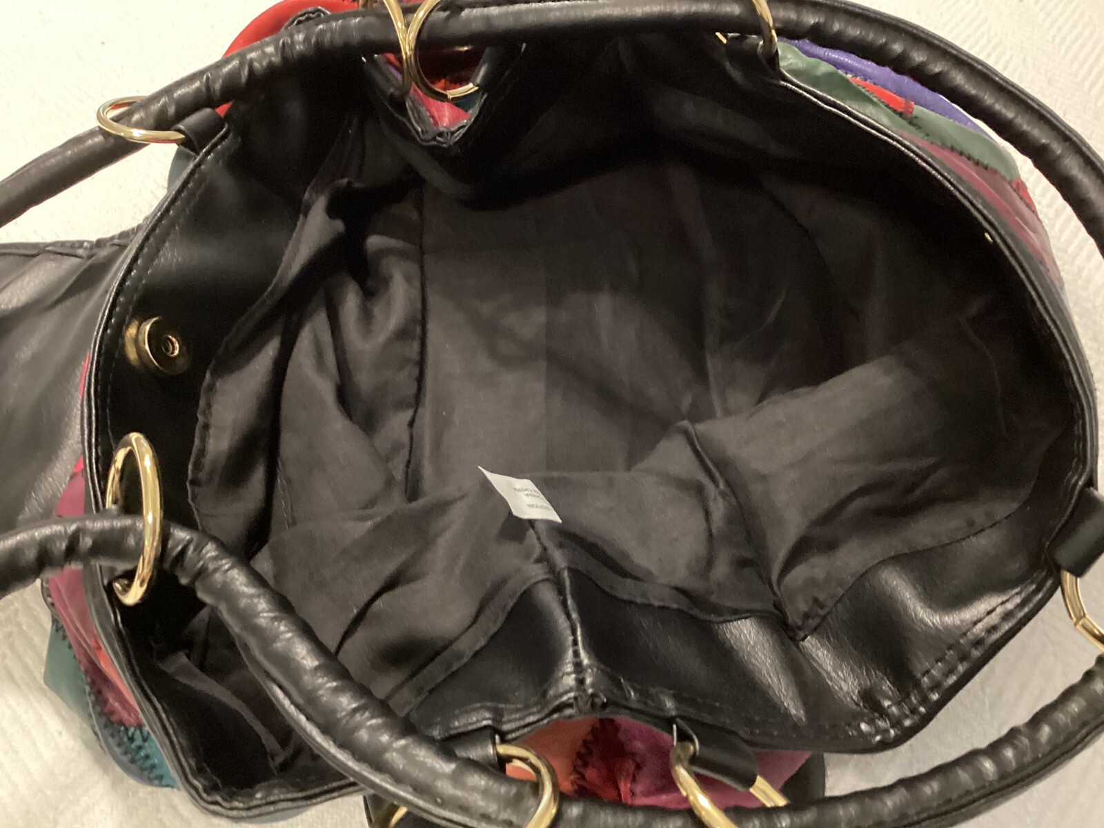 Large Patchwork Leather Vintage Handbag Grunge Pu… - image 15