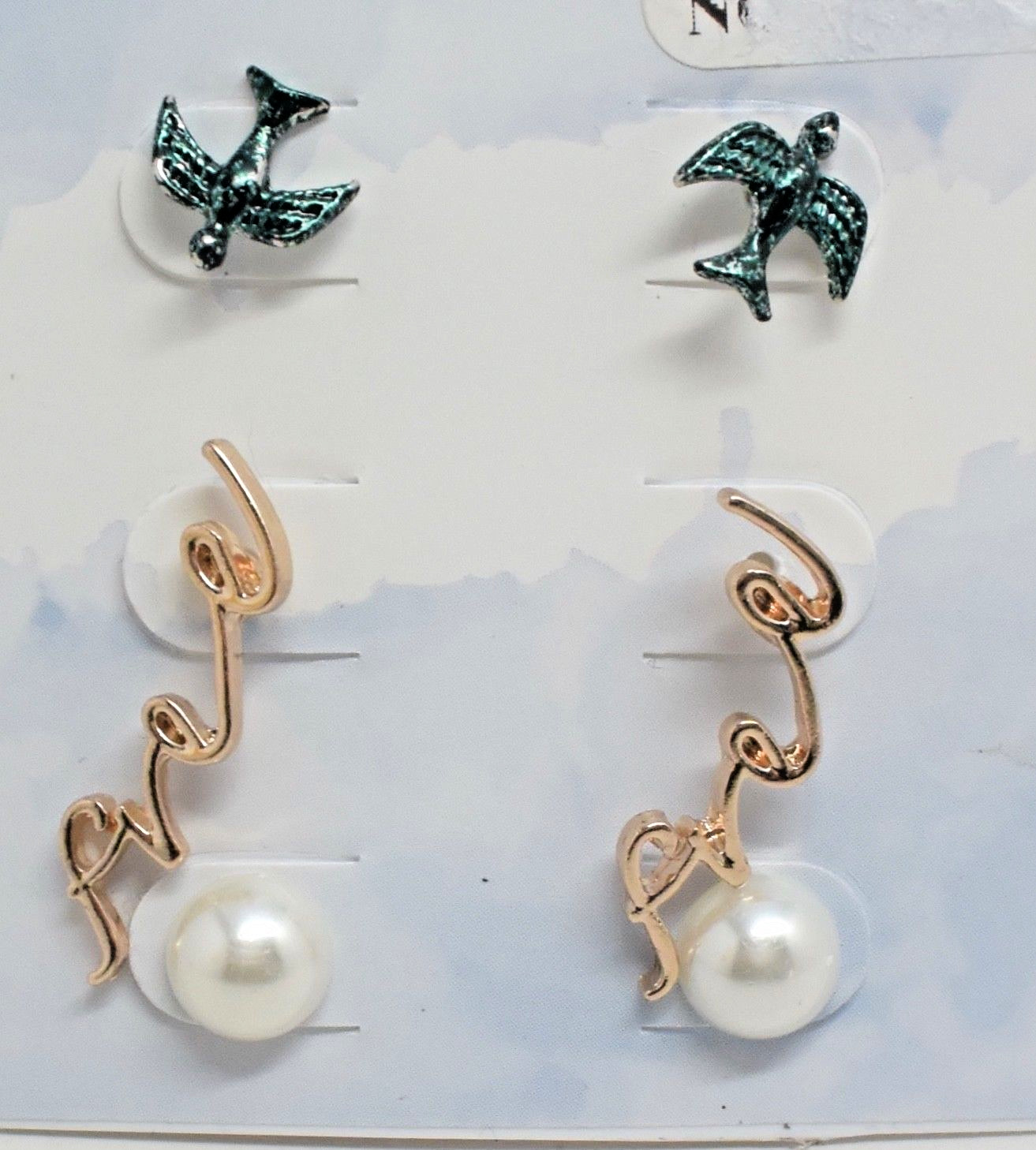 Вдохновленная жизнь 25 новозеландских долларов Комплект золотых сережек Freedom из 3 предметов ПтицаБесплатноЖемчуг DJ45 2390₽