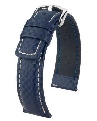 Uhrenarmband Uhrband Hirsch Carbon BLAU 18mm 20mm 22mm 24mm mit