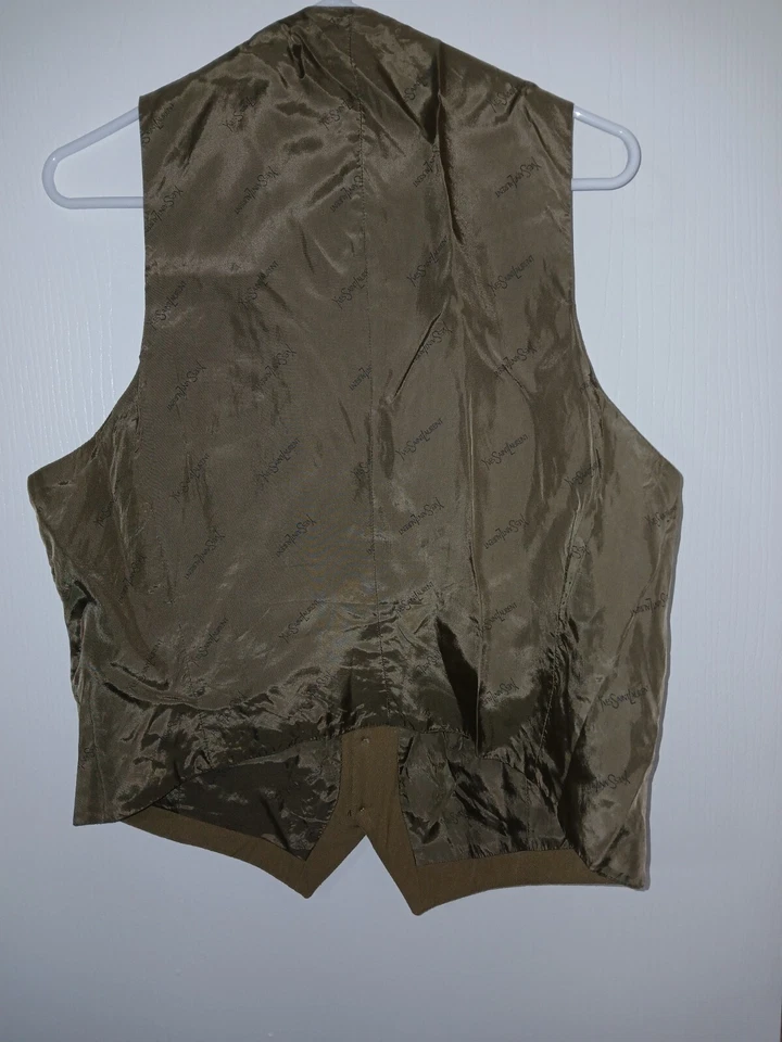 Chaleco de lana vintage YSL tostado/marrón. Se adapta como un grande. No estoy seguro de daños menores Foto 2 de 4