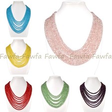8 Rows Faceted 4x6mm Multicolor Glass Crystal Rondelle Beads Necklace 17-24"