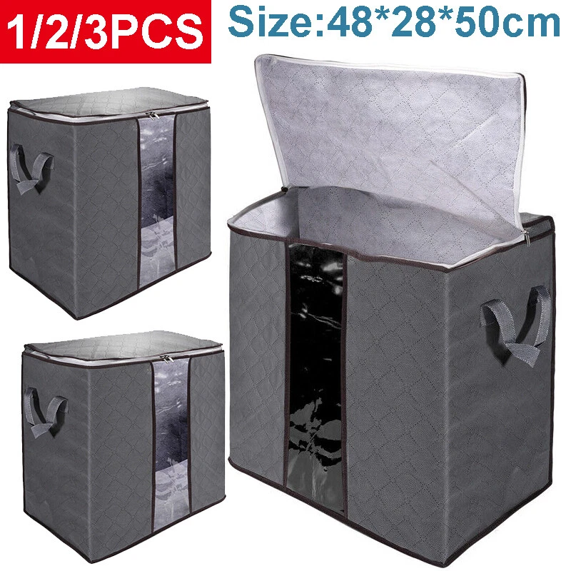 Clothes Storage Bag 3pcs, Foldable Storage Bins for Clothes