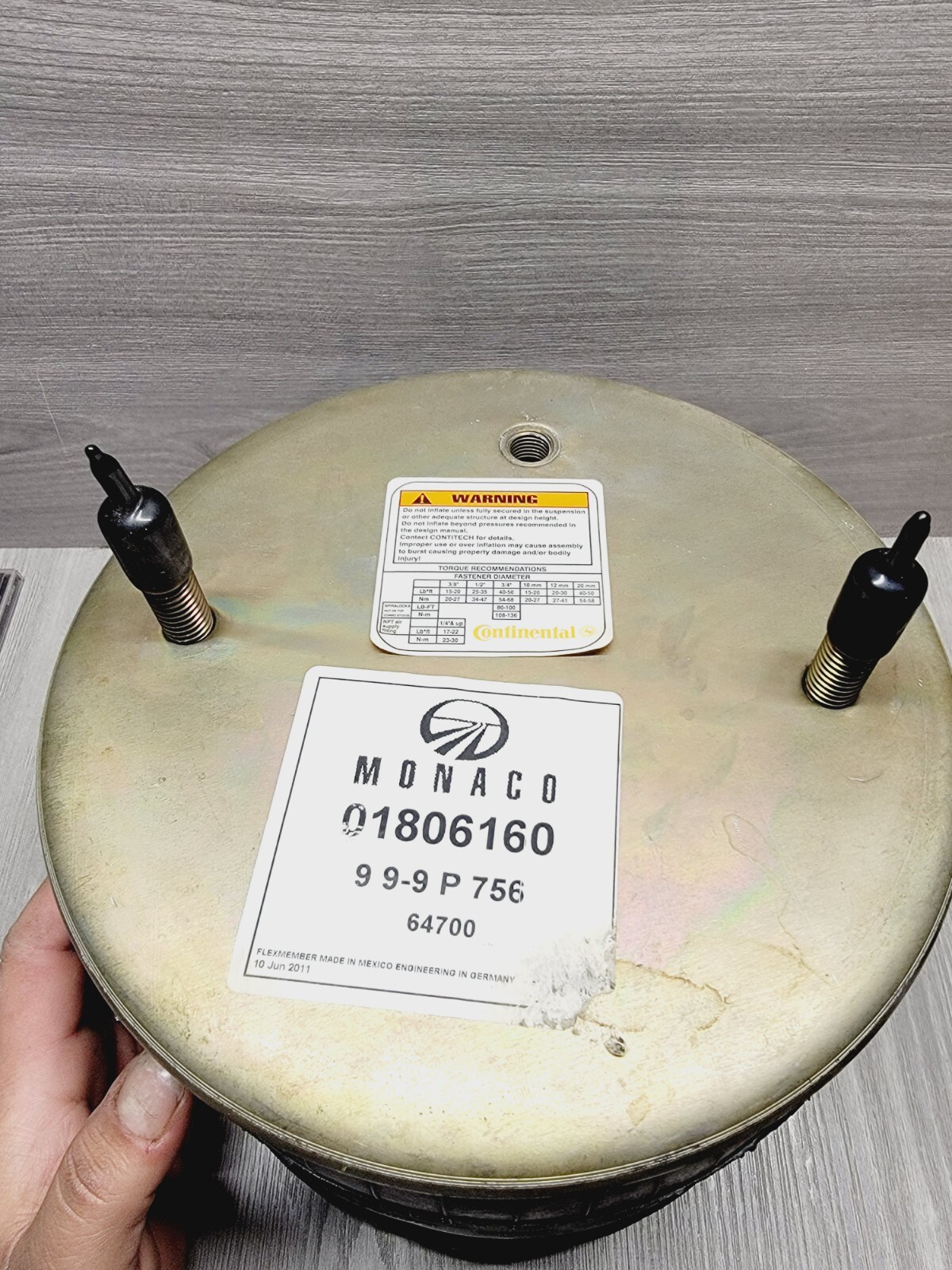 Consitech CONTITECH 99-9 MONACO 01806160 AIR SPRING FOR CONTINENTAL SUSPENSION RV ...