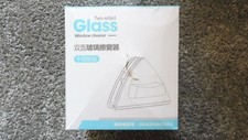 Glass window cleaner, two-sided, mit Reinigungsbürste, blau-weiß, Neu