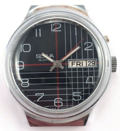 Vintage Soviet SLAVA Mechanical watch,Day & Date, USSR 80s VGC *US SELLER* #1643
