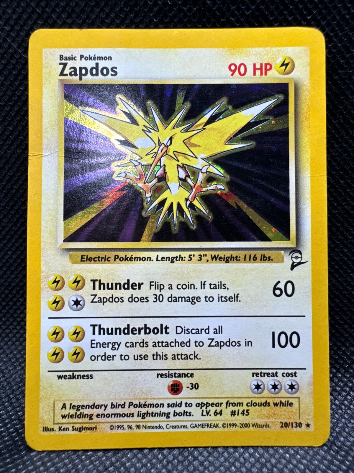 Pokémon TCG Zapdos Base Set 2 20/130 Holo Unlimited Holo Rare