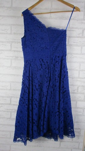 Review womens fit & flare womens dress cobalt blue lace 10 one shoulder - Picture 6 of 9