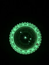 Gold Tone Pocket Compass Dial 360 Rotating Bezel Glow in the dark Hanging ring