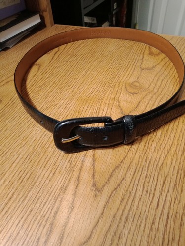 Ralph Lauren Women’s Crocodile Embossed Black Leather Belt Size Medium - Picture 1 of 6