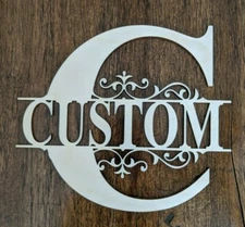 7.5 Inch Custom Monogram Split Letter Wood Craft Cutout Sign Home Wall Decor DIY