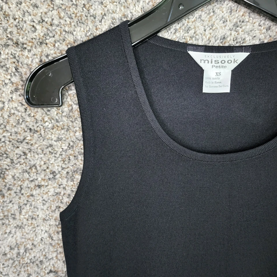 Exclusively Misook Womens XS Black Sleeveless Round Neck Sheath Dress Acrylic - Image 3 of 4