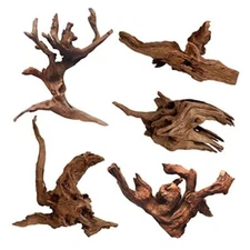 5 Pcs Driftwood Branches Aquarium Wood Mopani Driftwood (5.5-8.6 inch - 5 Pcs)