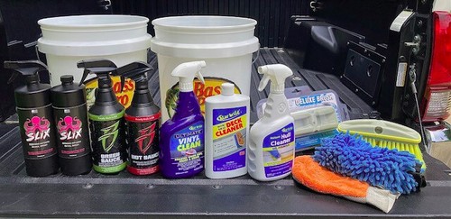 Boat Cleaning Supplies - Polish Cleaner Water Spot Removal Buckets Brushes Mitt