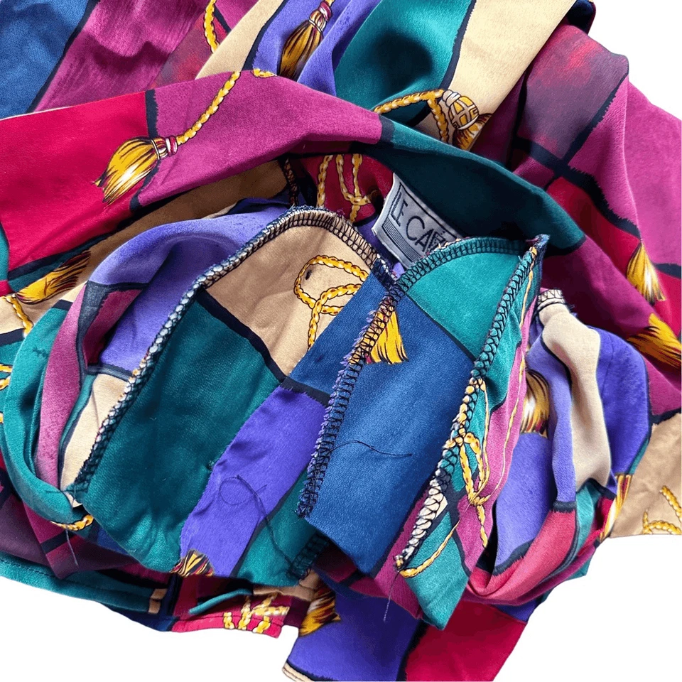 Blusa Vintage Le Caviar Estampado Borla Dorada Talla Pequeña Abuela Chic Color Años 90’s Foto 4 de 4