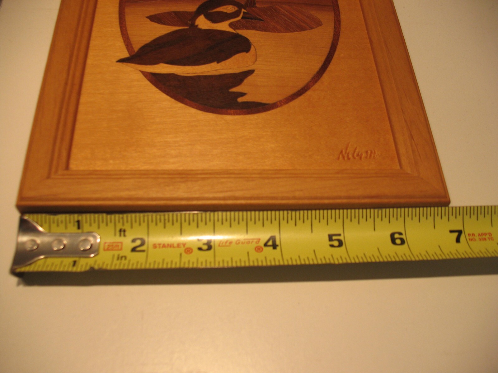 Vintage 1997 Ducks Wood Marquetry, Framed, Signed and Dated