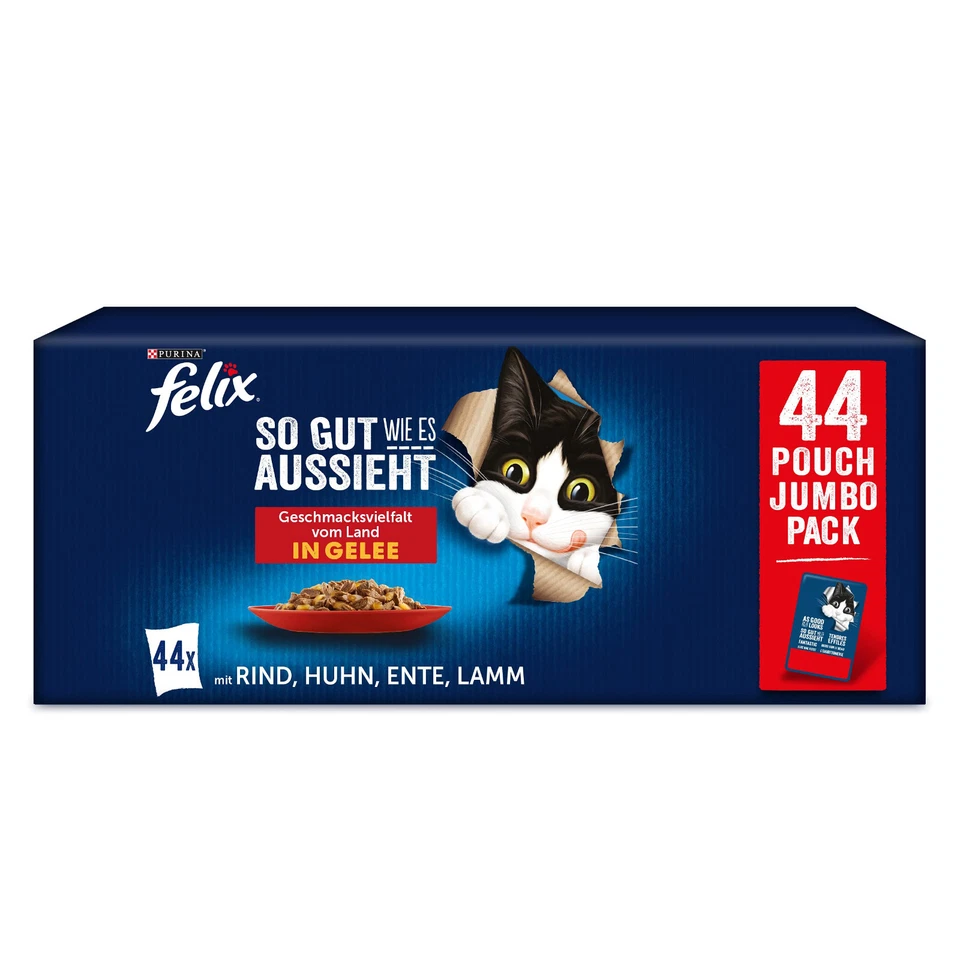 Purina FELIX 3x Pack Katzenfutter Nass Fleisch & Geflügel MIX in Gelee 132x85g - Bild 2 von 4